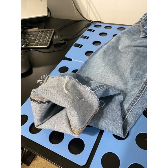 TORY BURCH Pardon My French Medium Wash Frayed Hem Crop Jeans size 28 - Picture 9 of 16